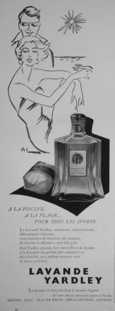 Publicité De Presse 1956 Yardley Lavande A La Piscine A La Plage