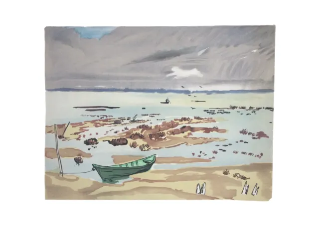 Yves BRAYER 1907-1990.Barque en Camargue.Lithographie originale.EA.SBD.50x65
