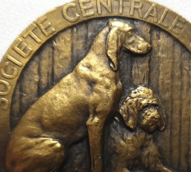 1937 FRENCH 45mm AWARD BRONZE MEDAL DOGS by FATH prize exhibition