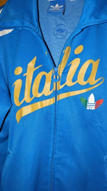 adidas Italia Größe S Trainingsjacke Track Jacket Vintage? Retro Blau Gold Weiß 2