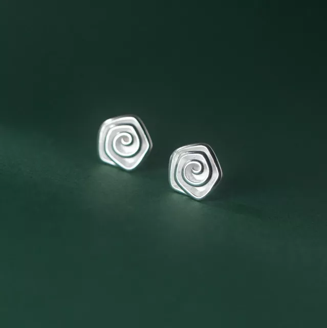 Pair 925 Solid Sterling Silver Rose Flower stud earrings