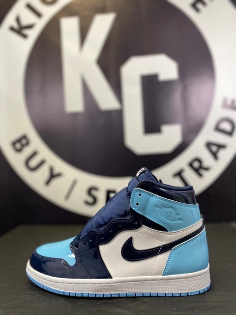 Nike Air Jordan 1 Blue Chill Women's Size 9.5W CD0461-401 New Patent UNC 2019 Nike Air Jordan 1 Blue Chill Women's Size 9.5W CD0461-401 New Patent UNC 2019