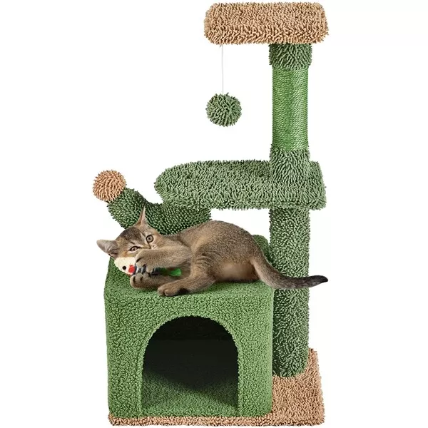 Árbol Rascador para Gatos Torre 39.5x29.5x74 cm Forma de Cactus de Aglomerado