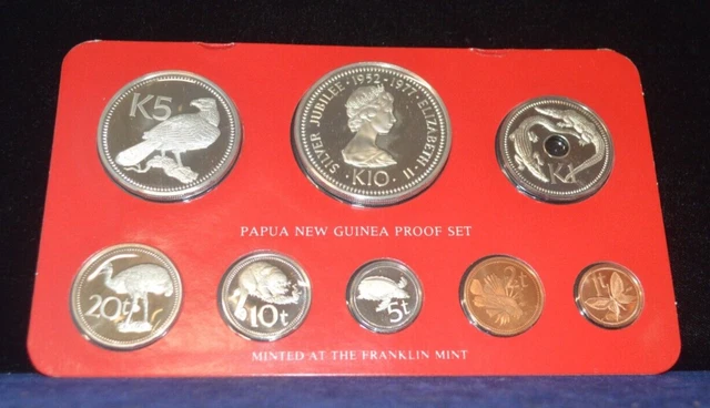 1977Proof Coinage of Papua New Guinea with COA