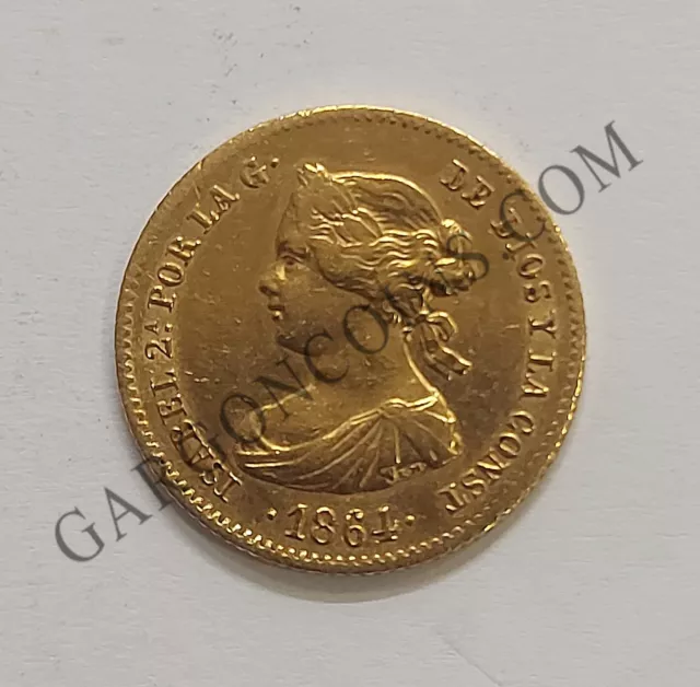 ORO Isabel II 40 Reales del 1864 con ceca de Madrid en EBC