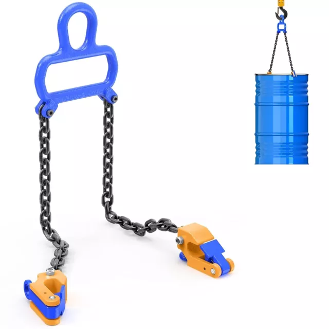 2000lbs Chain Drum Lifter 55 Gallon Plastic/Metal Barrel Hoist Moving Garge Shop