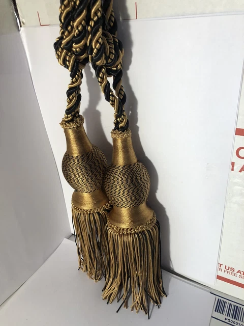 Hanging Large Drapery Tassels Gold And Black 2