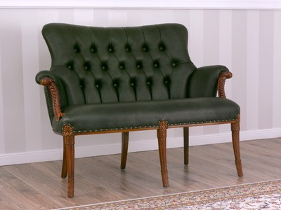 Coleman DIVANO COLEMAN IN ECOPELLE VINTAGE GRIGIO CON GAMBE ANTICATE 