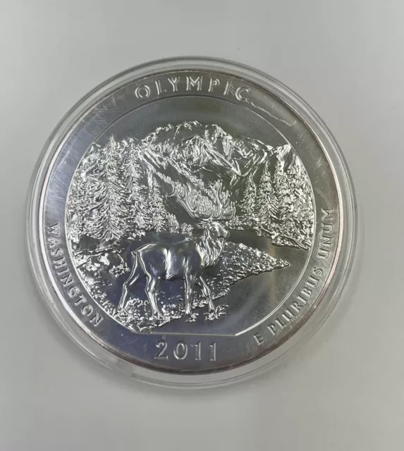 2011 America the Beautiful 5 oz Silver Quarter Olympic Washington In Capsule