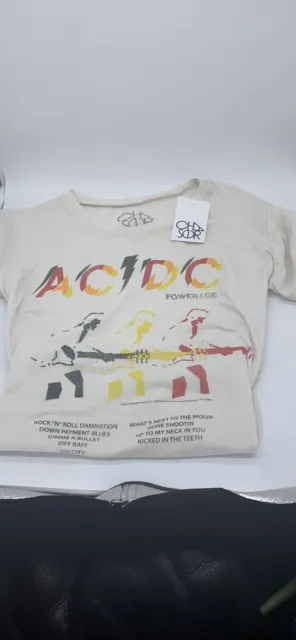 NWT Chaser AC/DC t-shirt womens Medium Retro band tour Powerage White