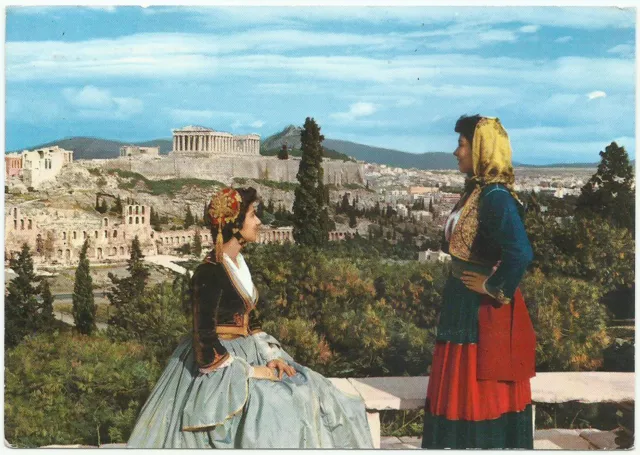 Athens Greece, Vintage Postcard, Traditional Greek Costumes, 1963