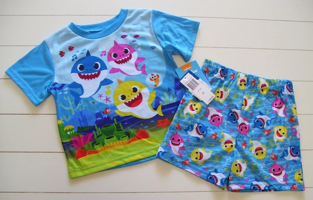 Boys Nickelodeon Pink Fong Blue Baby Shark Shorts Pajamas Sz 4T