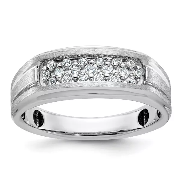 14K White Gold Mens 1/4 carat Diamond Wedding Band Ring