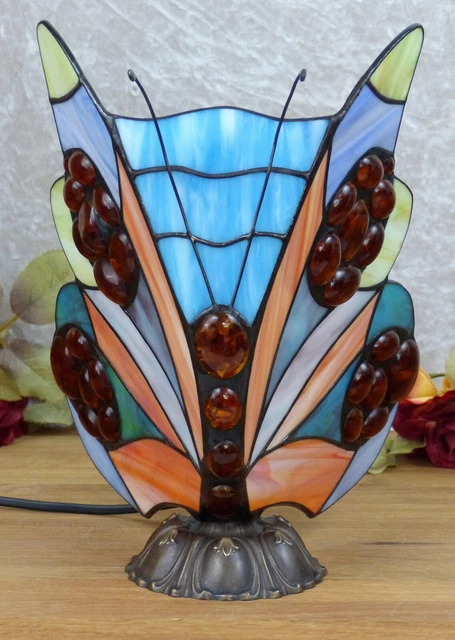 Schmetterling Bernsteinlampe Tischlampe Edelstein Lampe Bernstein Tiffany Deko