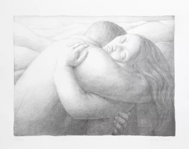 George Tooker, Embrace, Litografía Sobre Bfk Rives, Firmado y Numerada En Lápiz