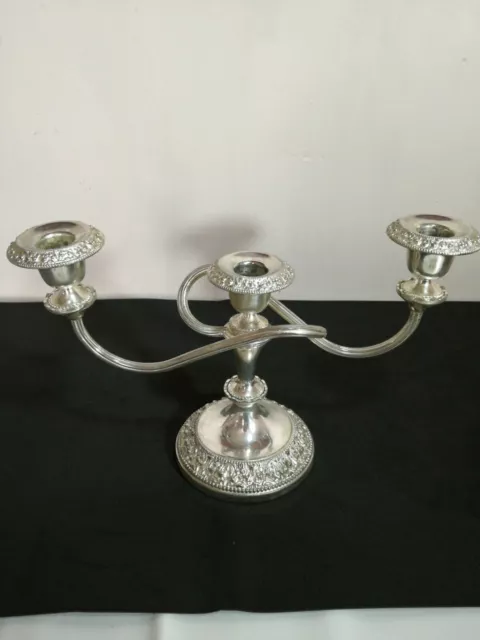 Silver Plate 3 Arm Candelabra Vintage  England.