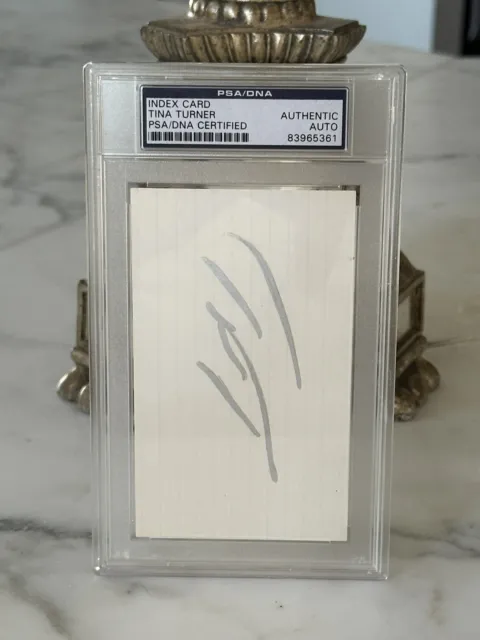 Tina Turner Autograph Encased PSA Certified  4" x 7" Index Card