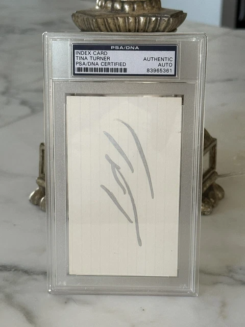 Tina Turner Autograph Encased PSA Certified  4" x 7" Index Card