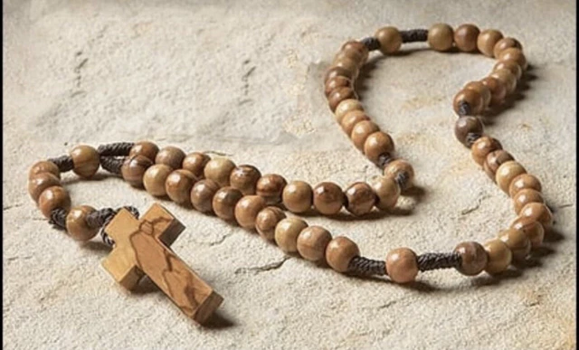 HOLY LAND MADE In Bethlehem Olive Wood Rosary Religious Prayer Beads - Foto 11