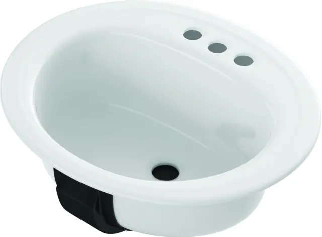 17" x 20" Bootz Azalea, Oval Drop-In Bathroom Sink, White.