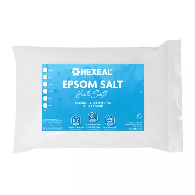 Hexeal EPSOM SALT | Choose Size! | 1kg - 25kg Bag | Pharmaceutical/Food Grade