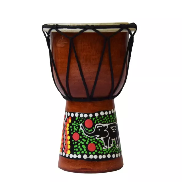 Djembe Tamburo Bongo Africa Legno Dipinto Suono Strumento Musica Dot Painting 2