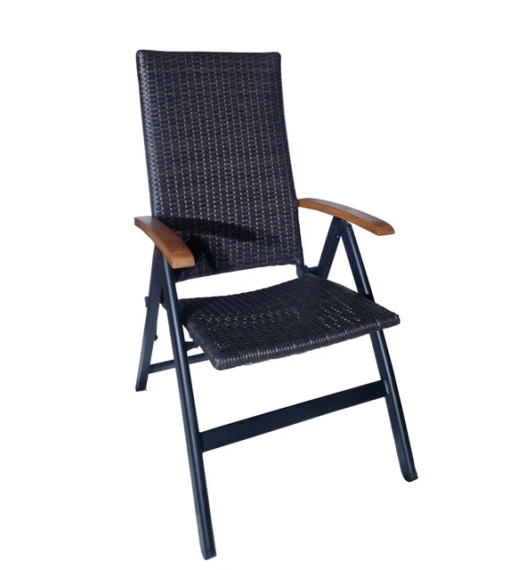 KLAPPSTUHL HOCHLEHNER ALUMINIUM Polyrattan Gartenstuhl Rattan Stuhl