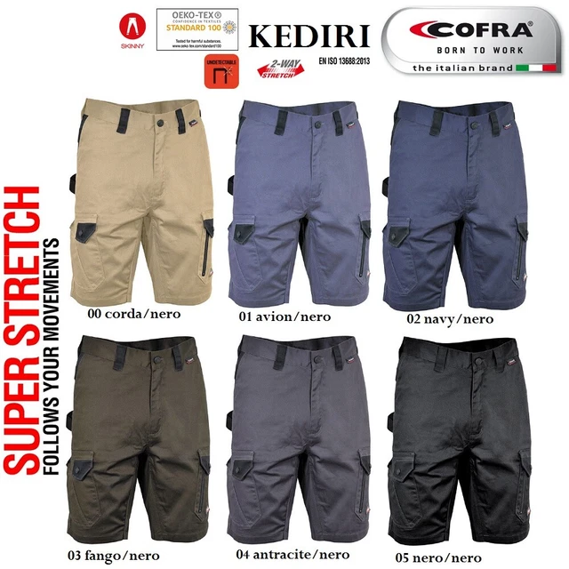 Pantaloncini da Lavoro Bermuda COFRA modello KEDIRI Elasticizzati Slim stretch