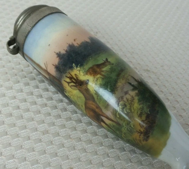 Large Antique Early 1900s German Hand Painted Porcelain Pipe
