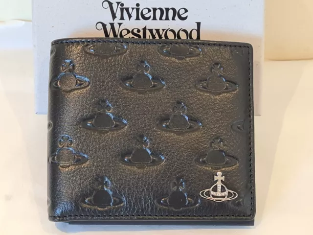 Vivienne Westwood black leather Orb Wallet Credit Card Notes Brand New with Box