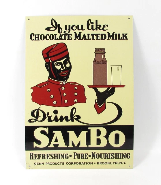 Metal Embossed Sign DRINK SAMBO TIN Metal Sign 14X10 Decor Rare