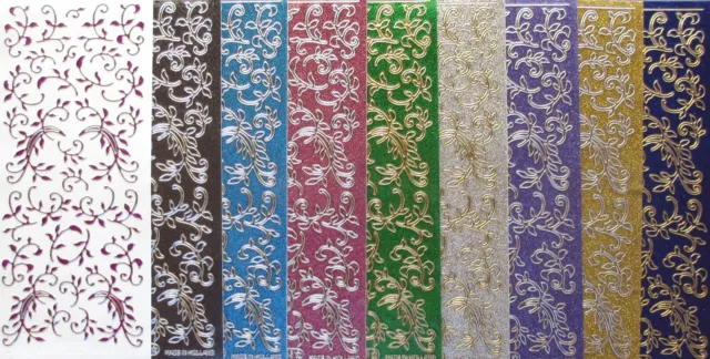 Sparkle Glitter Shimmer Leaf Flourish PEEL OFF STICKERS Borders Corners