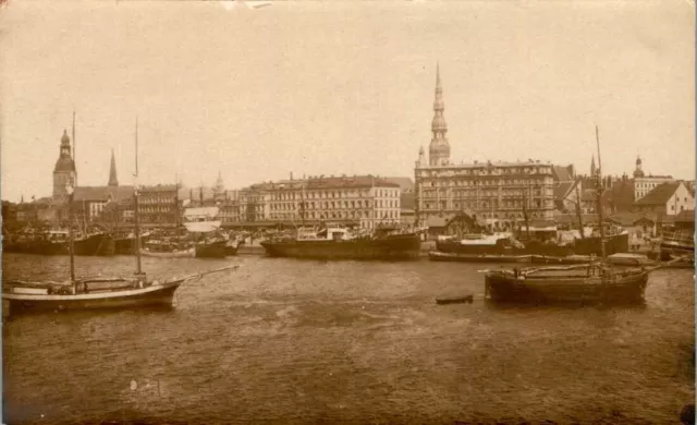 FOTO AK GRUß AUS LETTLAND RIGA DER HAFEN UM 1920 - 1930