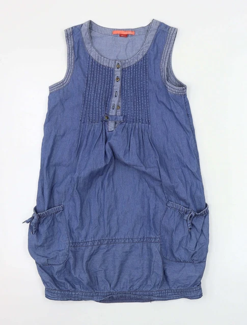 River Island  Girls Blue  Cotton A-Line  Size 10 Years  Scoop Neck