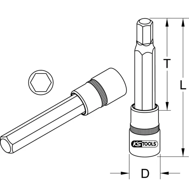 KS TOOLS 3/8" CHROMEplus Bit-Stecknuss Innensechskant lang, 5mm 2