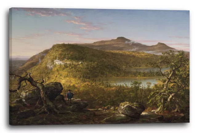 Lienzo/Marcos Thomas Cole - Vista de los dos lagos y refugio de montaña