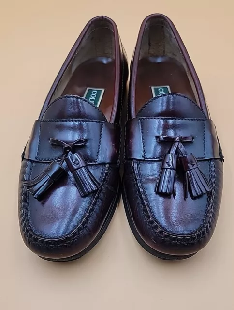 COLE-HAAN MEN’S BURGUNDY Leather Tassel Dress Shoes Loafers Slip Ons ...