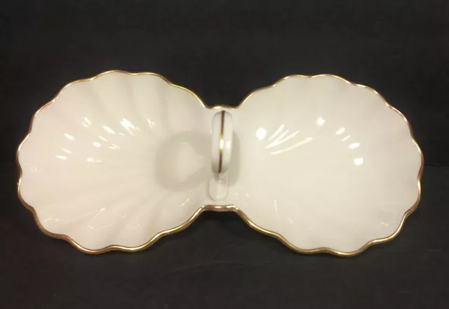 Lenox Ivory Open Double Clam Shell Handled Candy/Nut Server