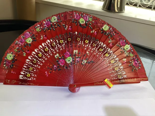 Fan Wood And Fabric Lot 6:53 Savilla Espanol