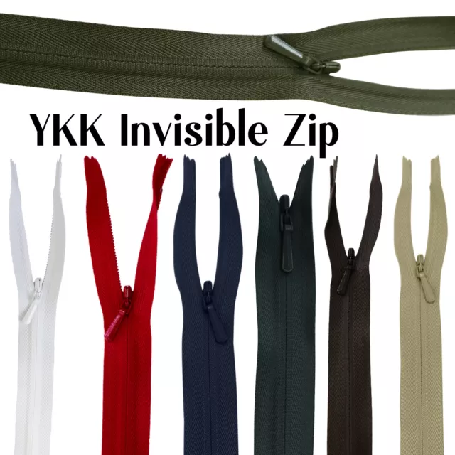YKK Invisible Zips Concealed Zipper for Bridal Dresses Clothing Various Colours