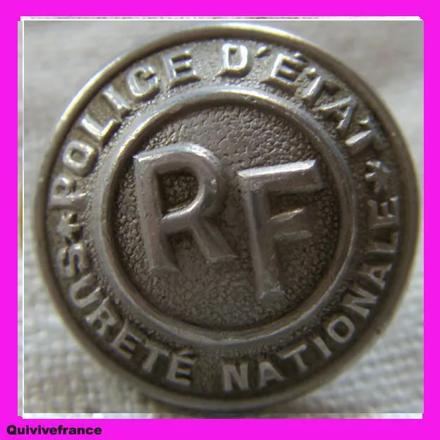 B485- Bouton Police D'etat Surete Nationale  Iii° Republique