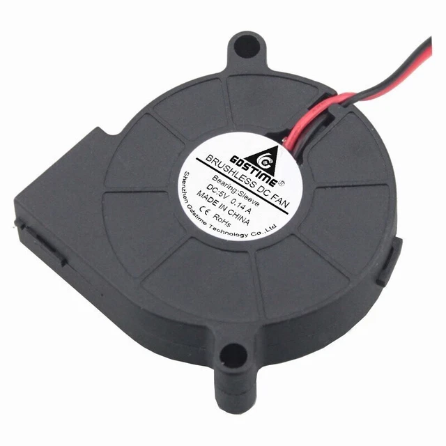 Blower Cooling Fan 2 Pin Wires 5V 50mm x 15mm Brushless DC Cooler 5015 Black RPM