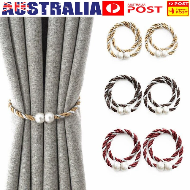 2 Pair Strong Magnetic Curtain Tie Backs Buckle Clips Holdbacks Tie Rope Home AU