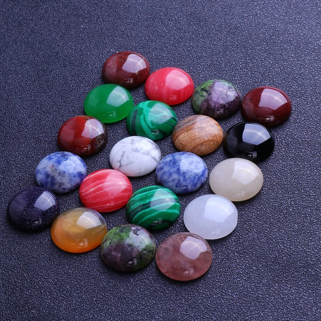 round glass patch 3x Natürliche Kristall Perlen Flache Rückseite Cabochons Semi 2