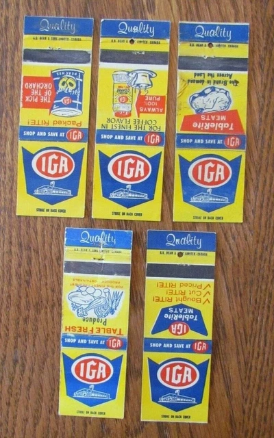 Iga Supermarkets Matchbook Covers: Lot Of 5 Empty Matchcovers (Quebec) -D9