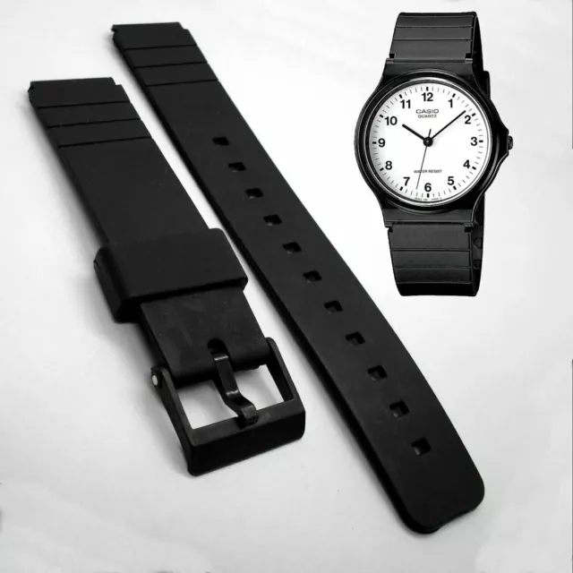 WATCH STRAP to fit CASIO MQ-24 Black Resin 16mm PVC Rubber New Replacement Band