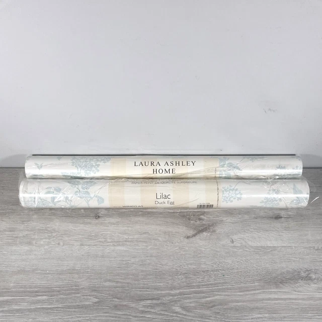 2 x Laura Ashley Lilac Duck Egg Floral Wallpaper Roll Washable Batch W094022-A/2