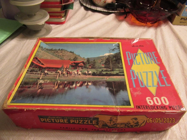 Vintage 1950s? Built-Rite Picture 600 Piece Puzzle Union Pacific Railroad Photo