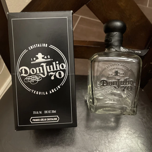 DON JULIO 70 1942 Tequila Cristalino Anejo Ribbon Mexico Bottle Empty