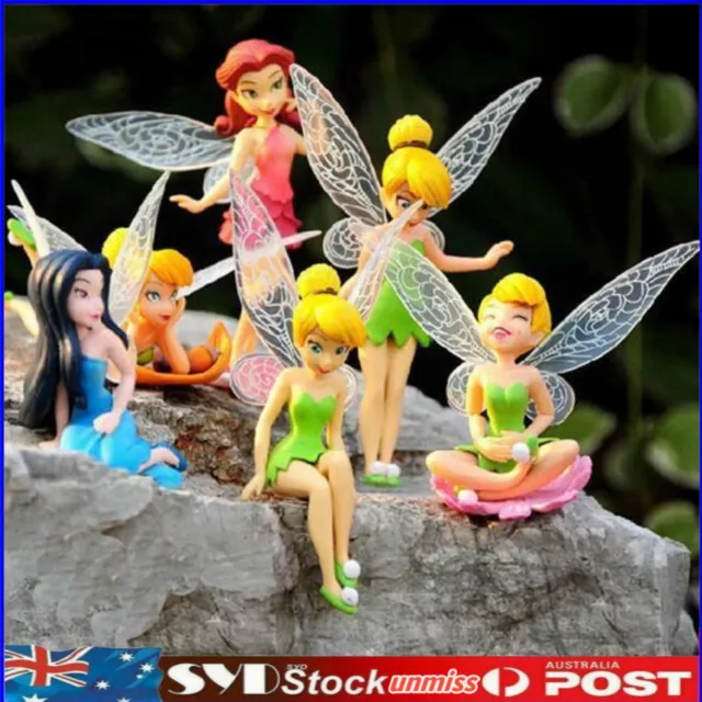 6PCS Tinkerbell Fairies Princess Peter Pan Figures Doll Toy Cake Topper Decor